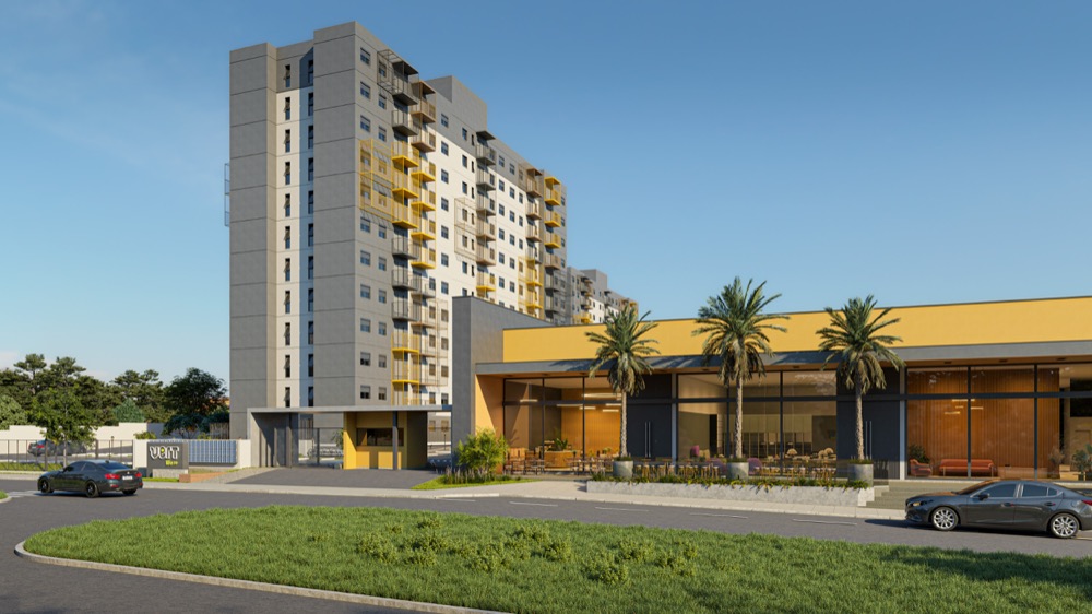 Entrada do Vert Life, com letreiro Vert Life
